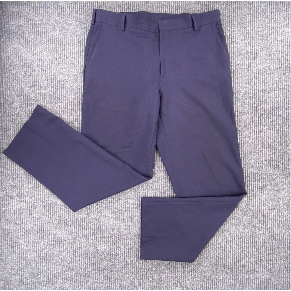 Van Heusen Dress Pants Mens 34x30 Navy Blue Straight Fit Flat Front Career
